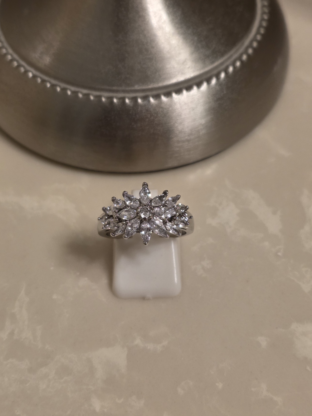 Silver and CZ Cluster Ring Size 8